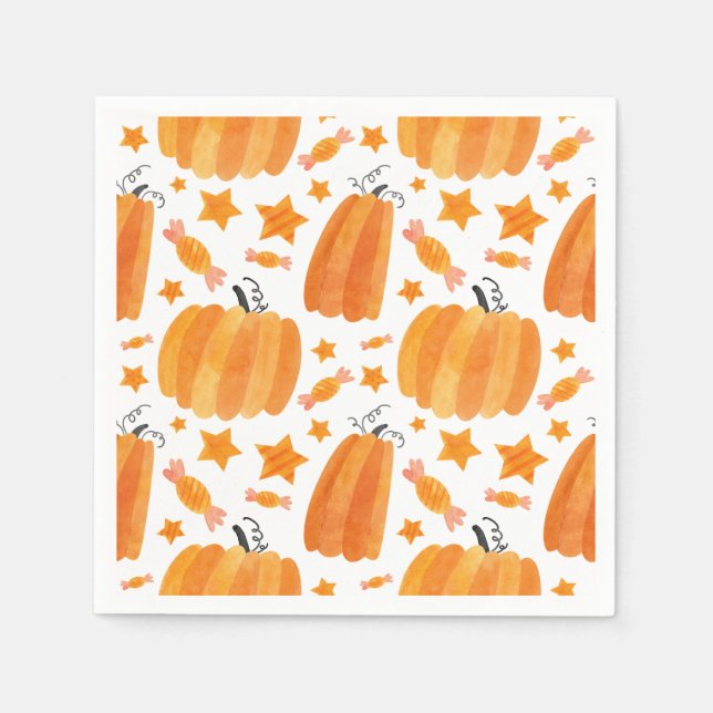Orange Pumpkin Pattern Party Napkin (Front)