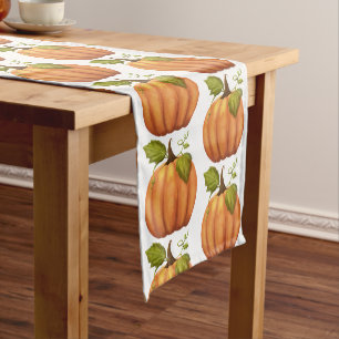 Orange Pumpkin Pattern Short Table Runner