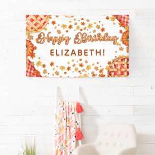 Orange Pumpkin Pie Fall Happy Birthday Party Banner