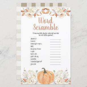 Orange Pumpkin Rustic Floral Word Scramble