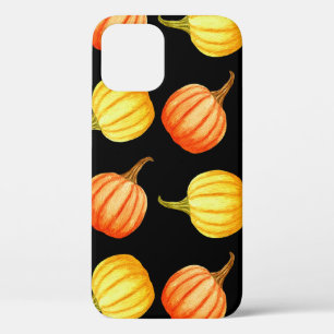 Orange Pumpkin: Seamless Watercolor Pattern. iPhone 12 Case