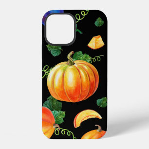 Orange pumpkin, Striped zucchini, blue eggplant on iPhone 12 Case