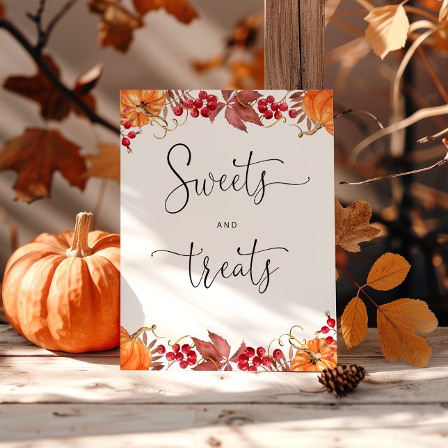 Orange pumpkin sweets and treats baby shower poster (Creator Uploaded)