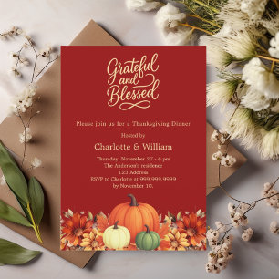Orange pumpkin terracotta Thanksgiving Dinner Invitation