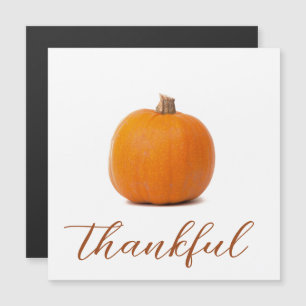 Orange Pumpkin Thankful White Magnetic Card