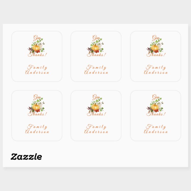 Orange pumpkin Thanksgiving wishes Sticker (Sheet)
