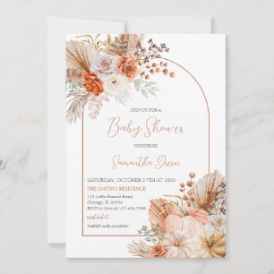 Orange Pumpkin Truck Baby Shower Invitation