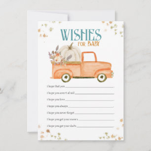Orange Pumpkin Wishes for Baby, Baby Shower Wishes Card