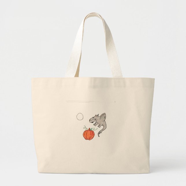 Orange Pumpkin with Dragon  Large Tote Bag (Front)