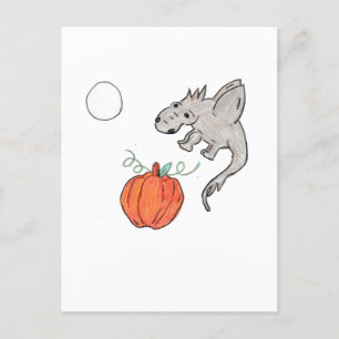 Orange Pumpkin with Dragon Postcard
