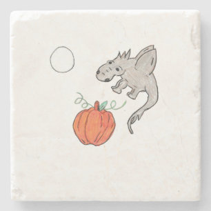 Orange Pumpkin with Dragon  Stone Coaster