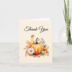 Orange Pumpkins and Flowers Autumn Thank You Card