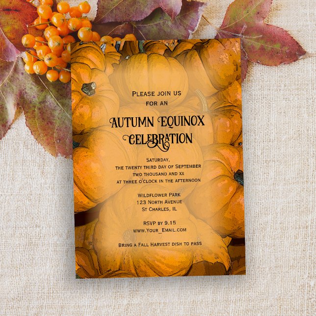 Orange Pumpkins Autumn Equinox Celebration Invitation (Creator Uploaded)