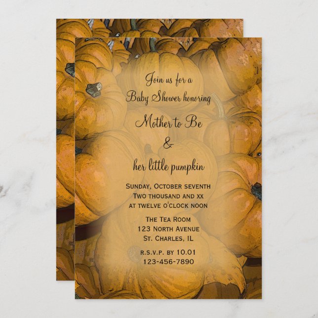 Orange Pumpkins Baby Shower Invitation (Front/Back)