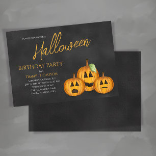 Orange Pumpkins Birthday Halloween Party Invitation