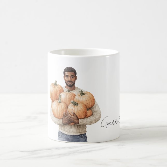 Orange Pumpkins Black Man Coffee Mug (Center)
