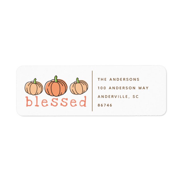 Orange Pumpkins Blessed Thanksgiving Return Address Label (Front)