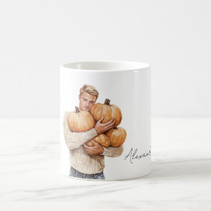 Orange Pumpkins Blond Man Coffee Mug