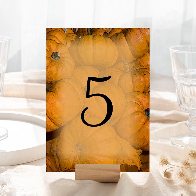 Orange Pumpkins Fall Wedding Table Numbers (Creator Uploaded)