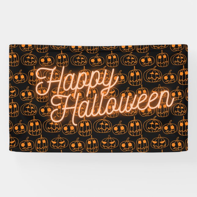Orange Pumpkins Halloween Pattern Banner (Horizontal)