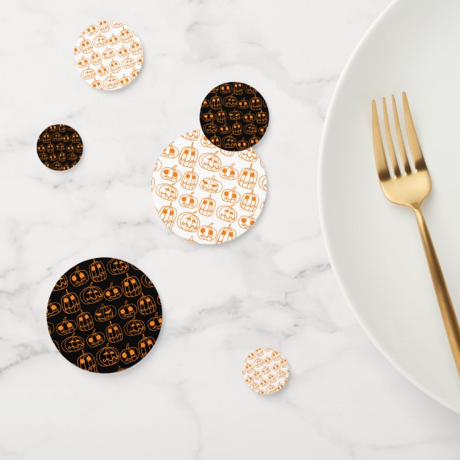 Orange Pumpkins Halloween Pattern Confetti (Group)