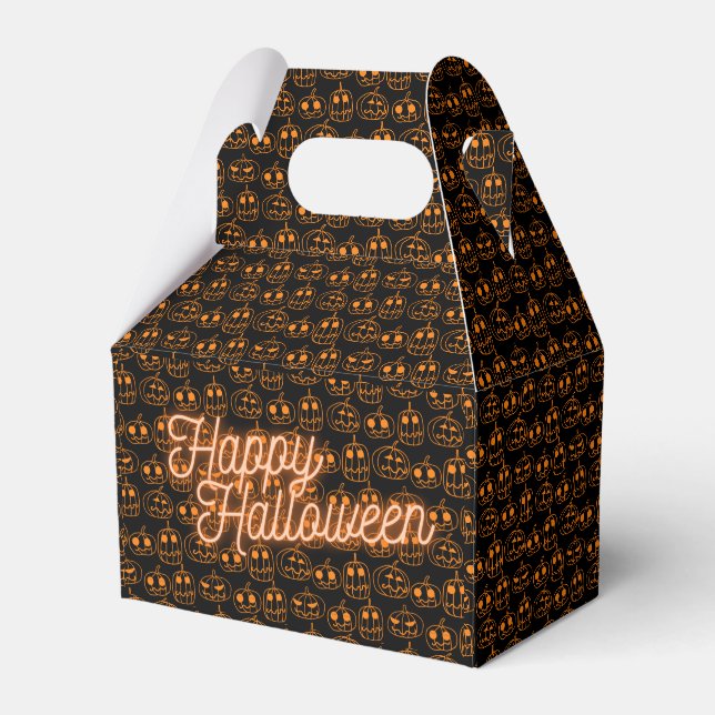 Orange Pumpkins Halloween Pattern Favour Box (Front Side)