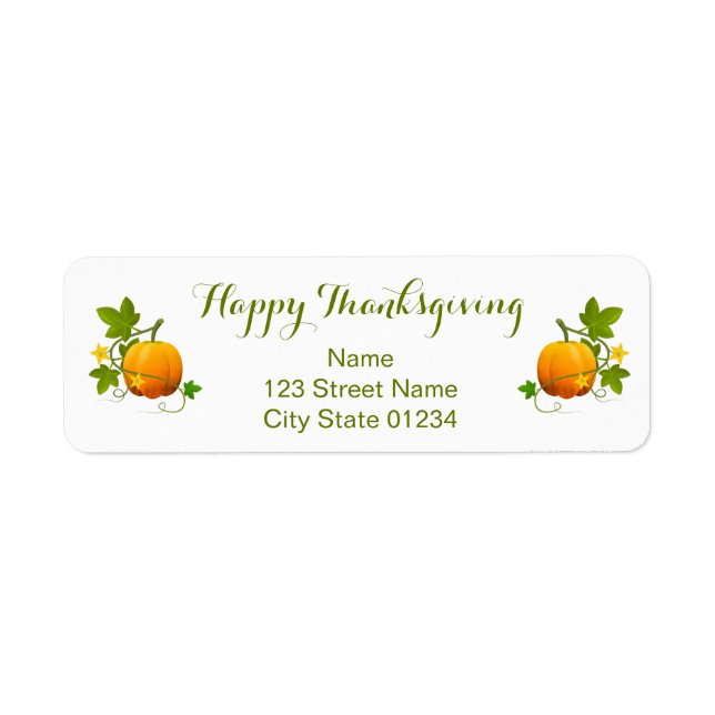 Orange Pumpkins Happy Thanksgiving return address Label (Front)