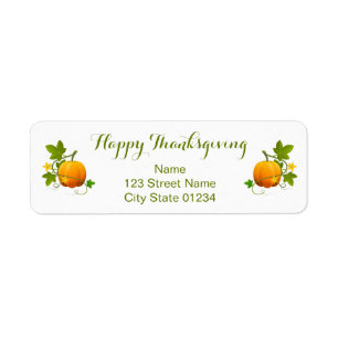 Orange Pumpkins Happy Thanksgiving return address Return Address Label