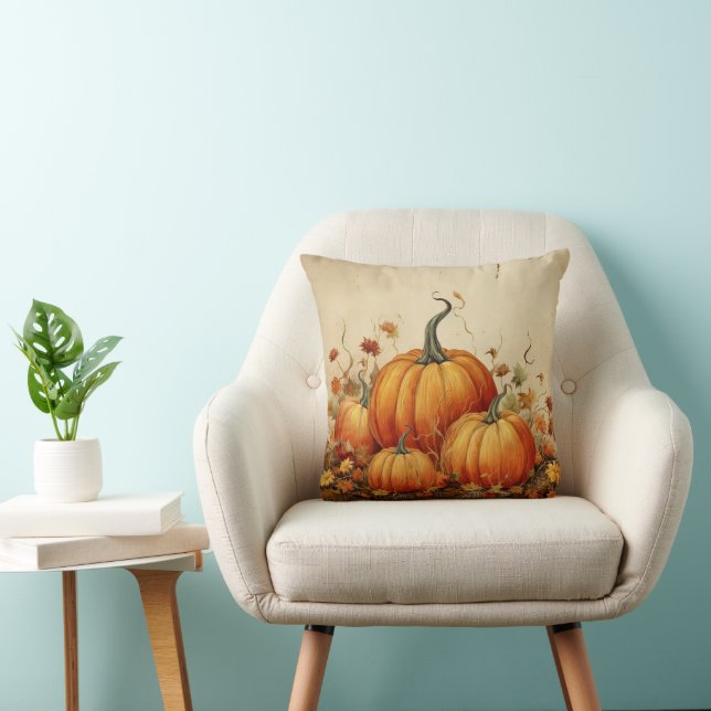 Orange Pumpkins Rustic Autumn Cushion (Chair)