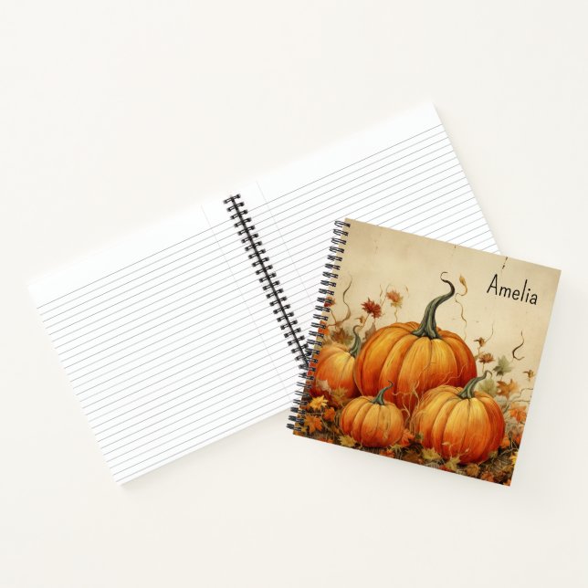 Orange Pumpkins Rustic Autumn Notebook (Inside)