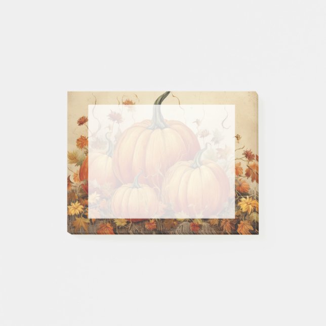 Orange Pumpkins Rustic Autumn Post-it Notes (Front)