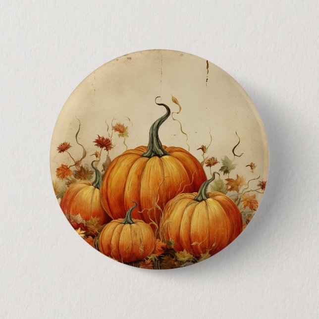 Orange Pumpkins Rustic Autumn Thanksgiving 6 Cm Round Badge (Front)