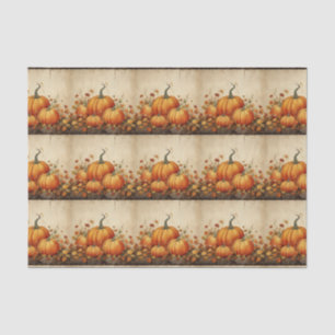 Orange Pumpkins Rustic Autumn Thanksgiving Pattern Tissue Paper