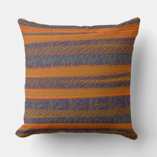 Orange Purple Abstract Stripes Cushion