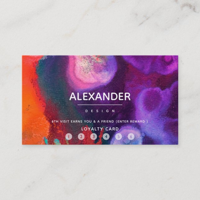 Orange Purple Abstract Watercolor Loyalty Card (Front)