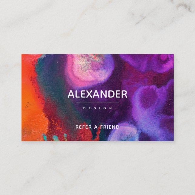 Orange Purple Abstract Watercolor Referral Card (Front)