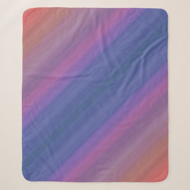 Orange Purple and Blue Stripes Abstract Pattern Sherpa Blanket (Front)