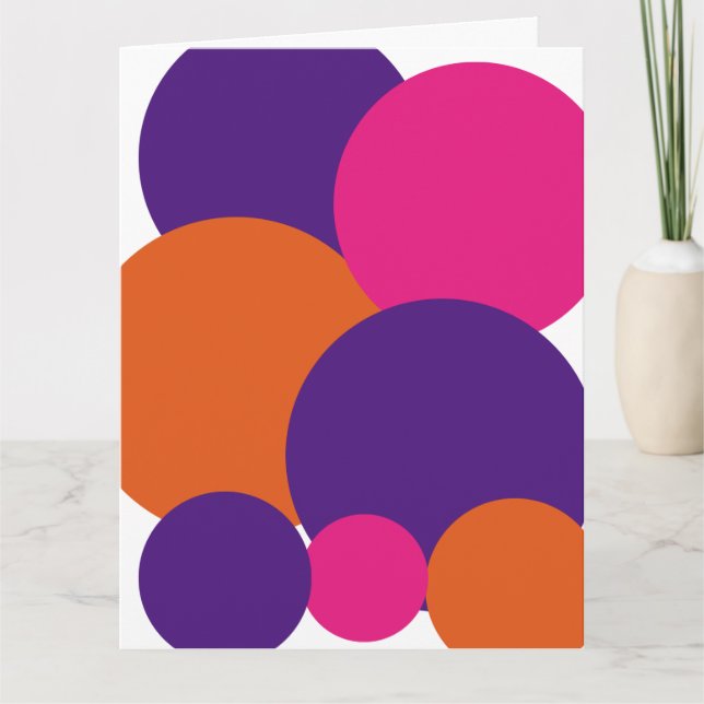 Orange, Purple and Hot Pink Polka Dots   Card (Front)