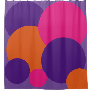 Orange, Purple and Hot Pink Polka Dots Shower Curt Curtain