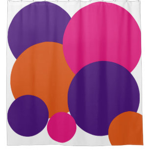Orange, Purple and Hot Pink Polka Dots Shower Curtain