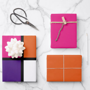 Orange, Purple and Hot Pink Squares Wrapping Paper Sheet