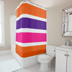 Orange, Purple and Hot Pink Stripes Shower Curtain