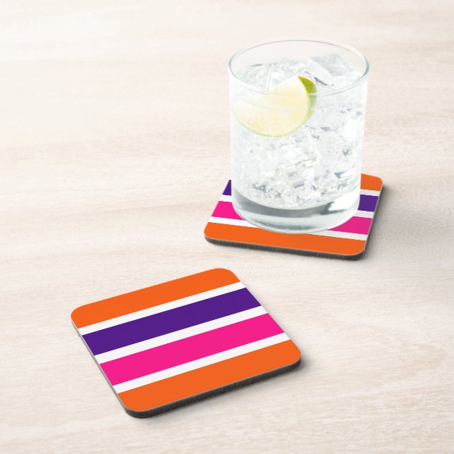 Orange, Purple and Pink Stripes Coaster (Right Side)