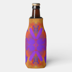 Orange Purple And Red Abstract Graphic Art Design Bottle Cooler