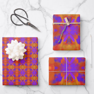 Orange Purple And Red Abstract Graphic Art Design Wrapping Paper Sheet