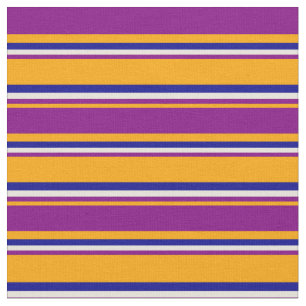 Orange, Purple, Beige, and Dark Blue Stripes Fabric
