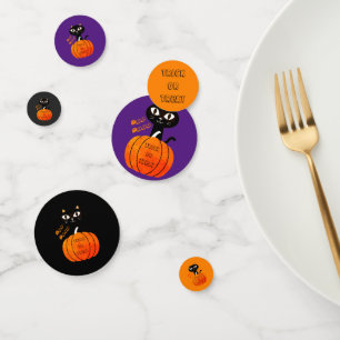 Orange Purple Black Cat Pumpkin spooky Halloween Confetti