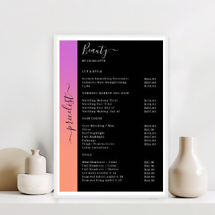 Orange, Purple & Black Pricelist Salon Poster