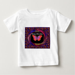 Orange Purple Butterfly Have a Nice Day Art Print Baby T-Shirt