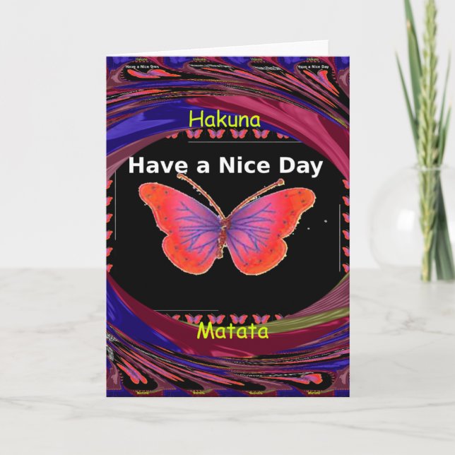 Orange Purple Butterfly Have a Nice Day Art Print Card (Front)